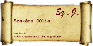 Szakáts Júlia névjegykártya